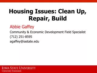Housing Issues: Clean Up