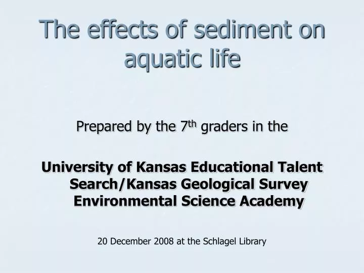 the effects of sediment on aquatic life