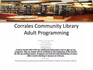 Corrales Community Library Adult Programming