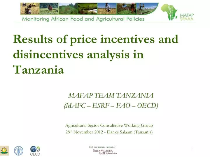 results of price incentives and disincentives analysis in tanzania