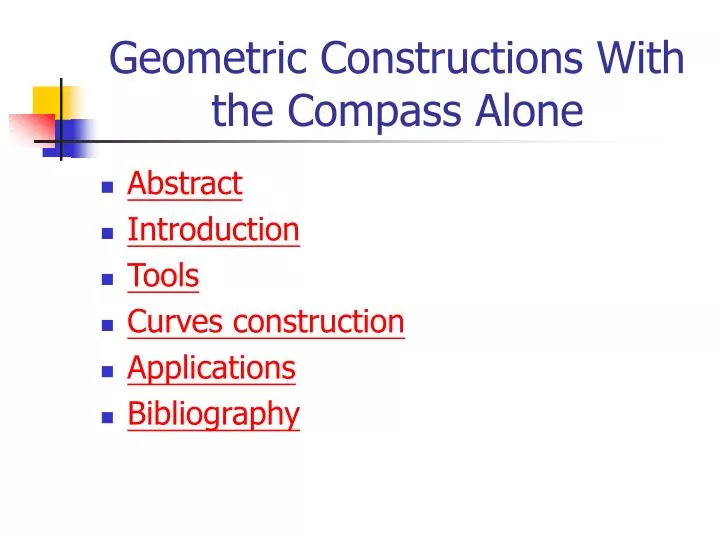 geometric constructions with the compass alone