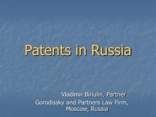 Patents in Russia