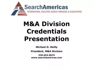 M&amp;A Division Credentials Presentation