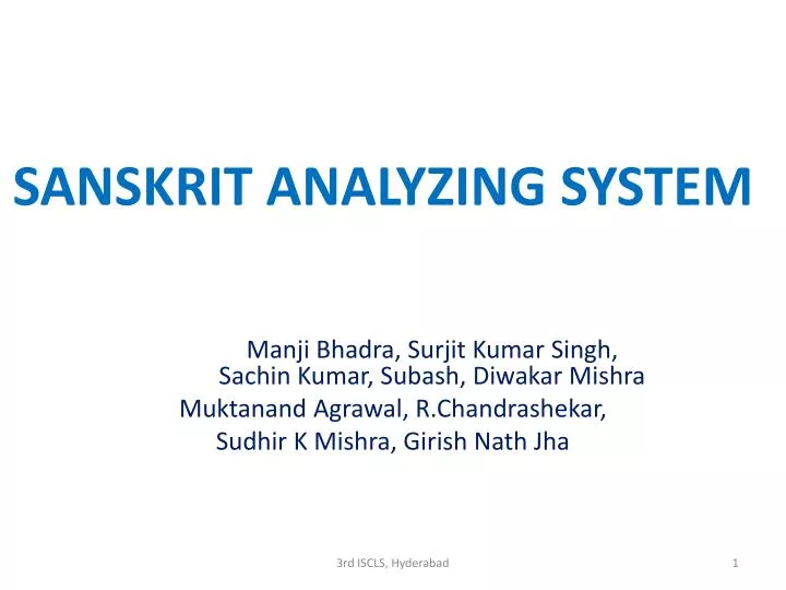 sanskrit analyzing system