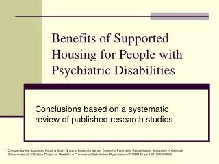 Benefits of Supported Housing for People with Psychiatric Disabilities