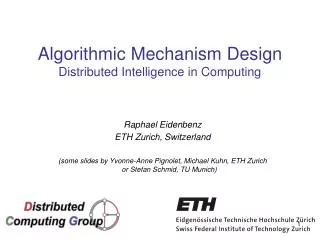 algorithmic mechanism design distributed intelligence in computing