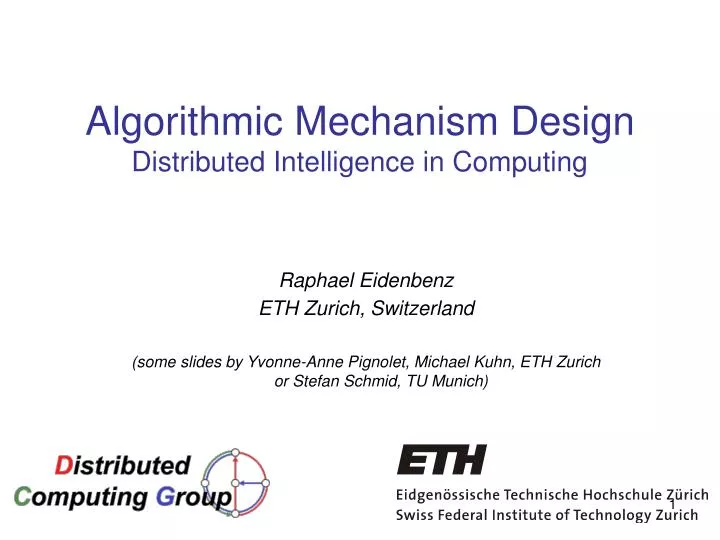 algorithmic mechanism design distributed intelligence in computing