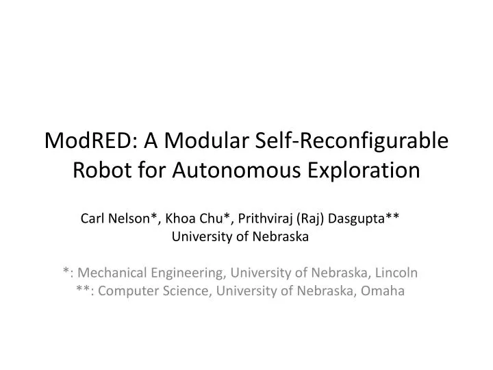 modred a modular self reconfigurable robot for autonomous exploration
