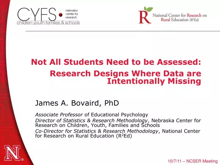 not all students need to be assessed research designs where data are intentionally missing
