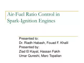 Air-Fuel Ratio Control in Spark-Ignition Engines