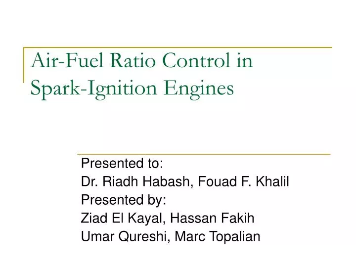 air fuel ratio control in spark ignition engines