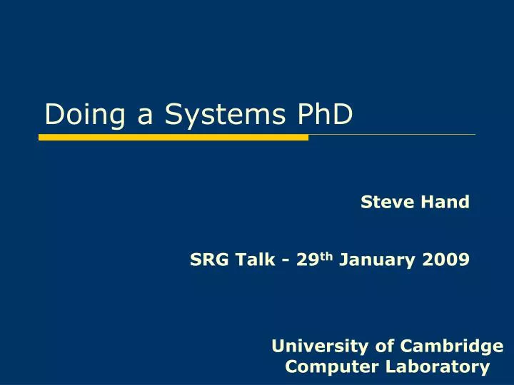 doing a systems phd