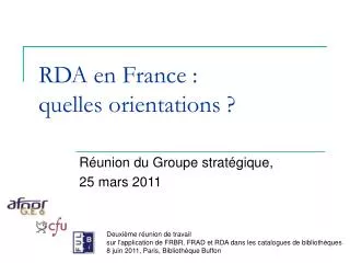 rda en france quelles orientations