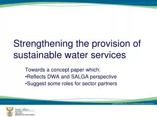 Strengthening the provision of sustainable water services