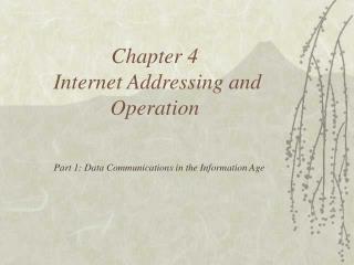 Chapter 4 Internet Addressing and Operation