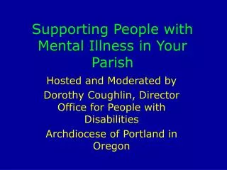 Supporting People with Mental Illness in Your Parish