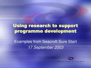 Using research to support programme development