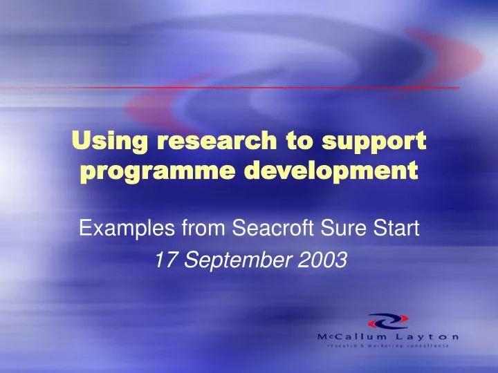 using research to support programme development