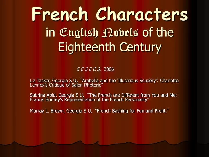 french characters in english novels of the eighteenth century