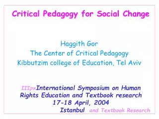 Critical Pedagogy for Social Change