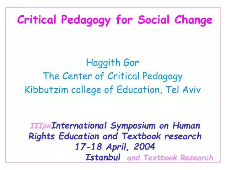 critical pedagogy for social change