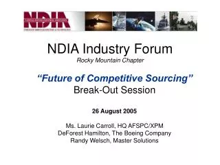 NDIA Industry Forum Rocky Mountain Chapter