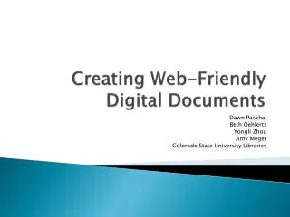 Creating Web-Friendly Digital Documents