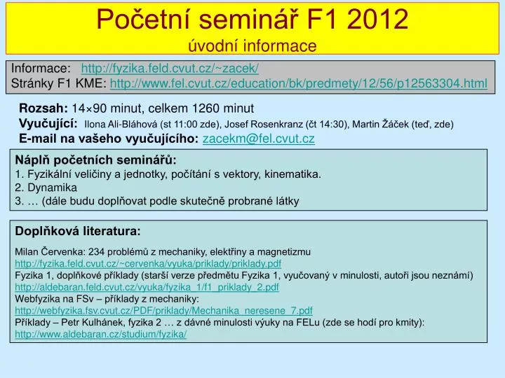 po etn semin f1 2012 vodn informace