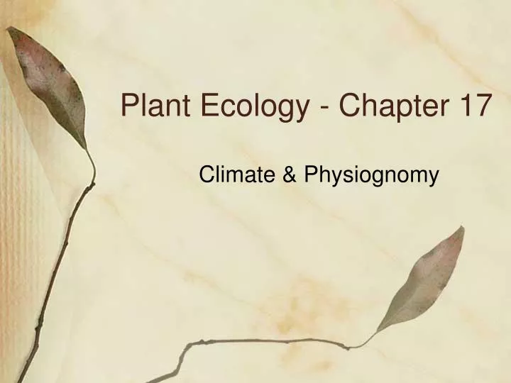 plant ecology chapter 17