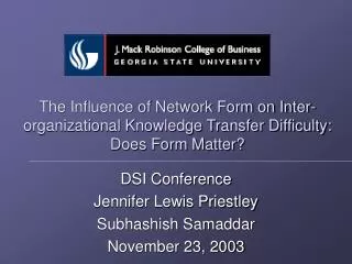 The Influence of Network Form on Inter-organizational Knowledge Transfer Difficulty: Does Form Matter?