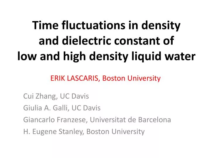 time fluctuations in density and dielectric constant of low and high density liquid water