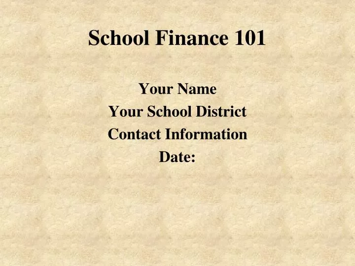school finance 101