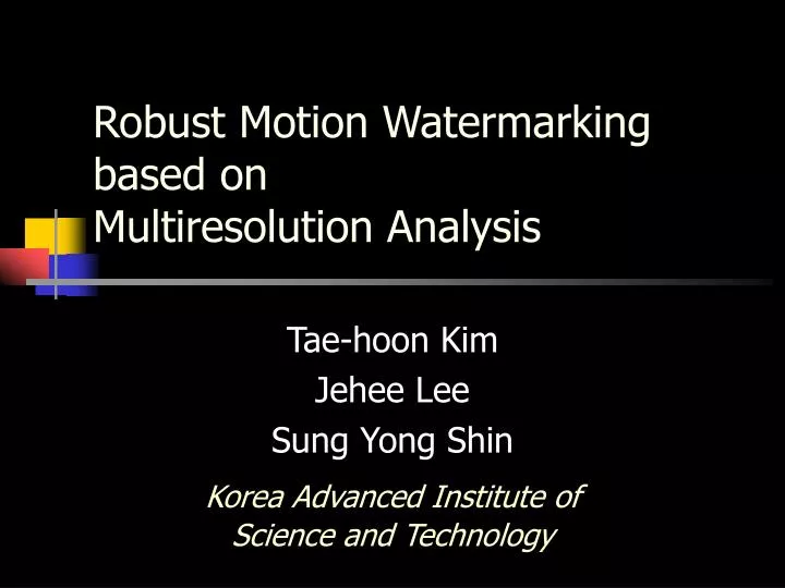 robust motion watermarking based on multiresolution analysis
