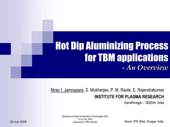 hot dip aluminizing process for tbm applications an overview