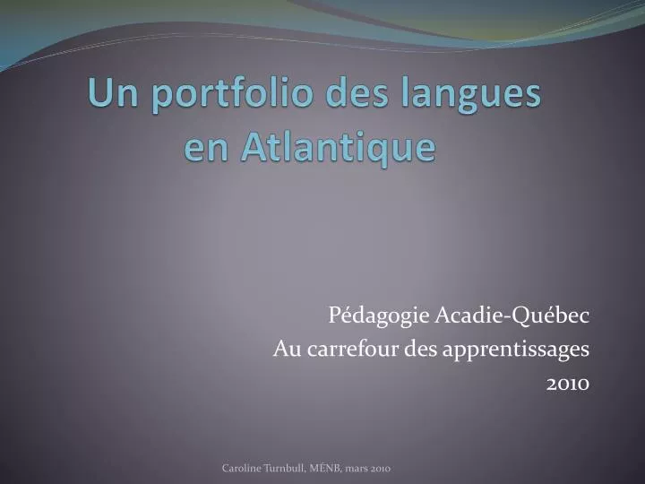un portfolio des langues en atlantique