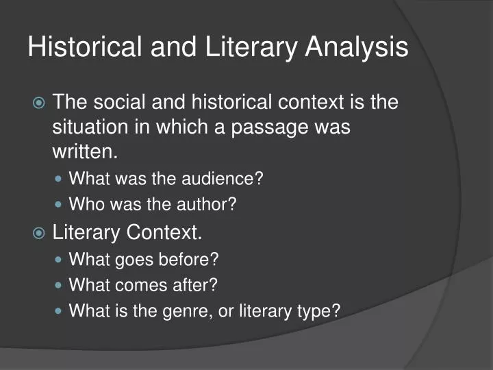 historical and literary analysis