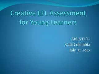 Creative EFL Assessment for Young Learners