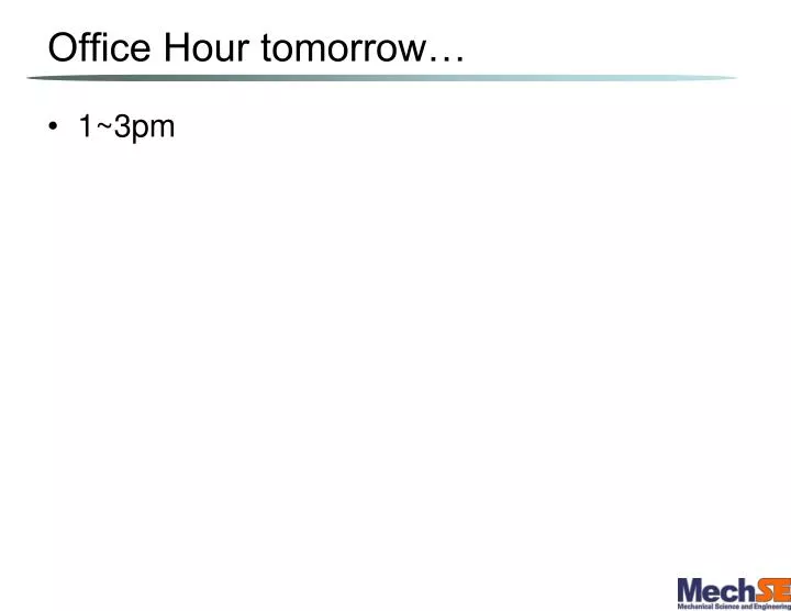 office hour tomorrow