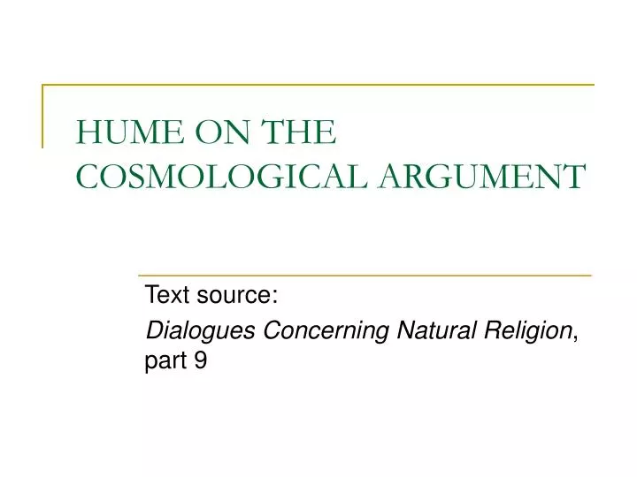 hume on the cosmological argument