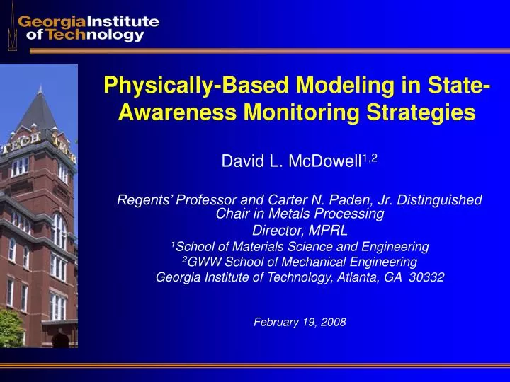 physically based modeling in state awareness monitoring strategies