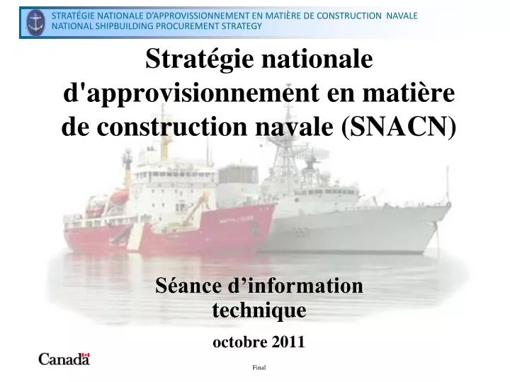strat gie nationale d approvisionnement en mati re de construction navale snacn