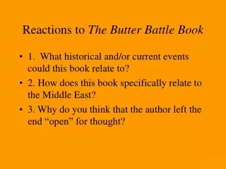 Reactions to The Butter Battle Book