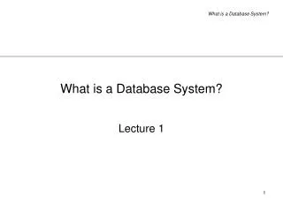 What is a Database System?