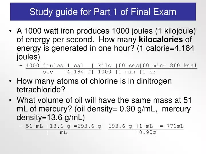 study guide for part 1 of final exam