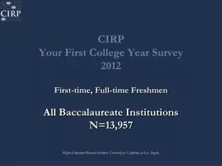 CIRP Your First College Year Survey 2012