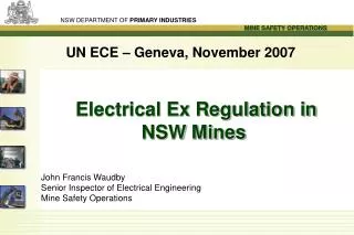 Electrical Ex Regulation in NSW Mines