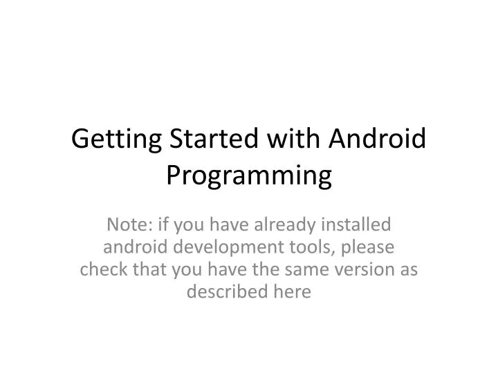 getting started with android programming
