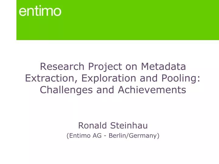 research project on metadata extraction exploration and pooling challenges and achievements