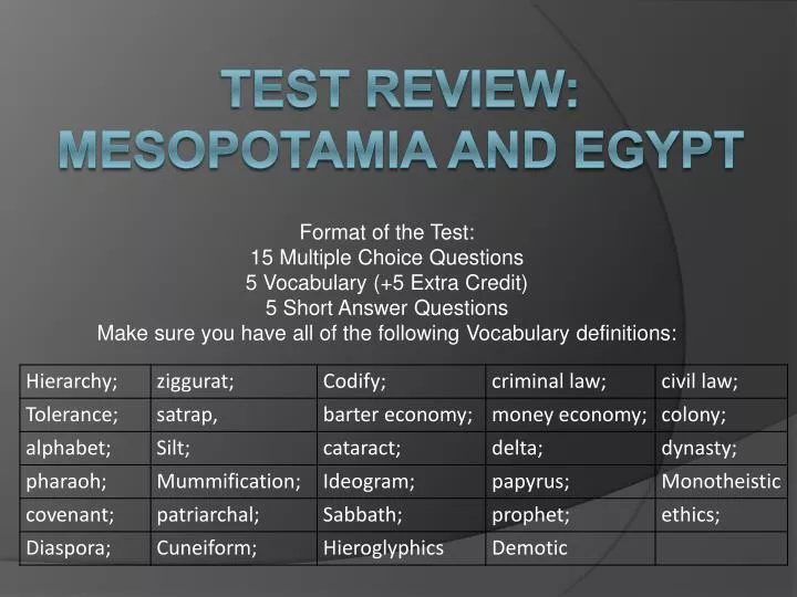test review mesopotamia and egypt