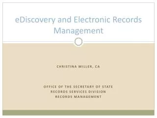 eDiscovery and Electronic Records Management